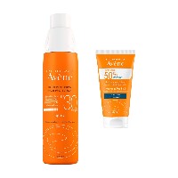 Изображение товара Набор AVENE: СПРЕЙ СОЛНЦЕЗАЩИТ SPF30 200МЛ + ФЛЮИД СОЛНЦЕЗАЩИТ SPF 50+ БЕЗ ОТДУШЕК 50МЛ