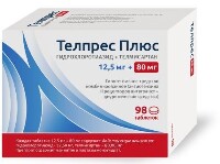 Изображение товара Телпрес плюс 12,5 мг + 80 мг 98 шт. таблетки