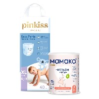 Изображение товара Набор МАМАКО-3 PREMIUM НАПИТОК СУХОЙ НА КОЗЬЕМ МОЛОКЕ С ОЛИГОСАХАРИДАМИ ГРУДНОГО МОЛОКА 400г + PINKISS PREMIUM ПОДГУЗНИКИ-ТРУСИК