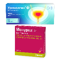 Изображение товара Набор Уриналгин ф 100 мг 12 шт. таблетки и Монурал 3 гр 2 шт. пакет гранулы