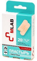 Mlab пластырь медицинский стерильный бактерицидный с антисептиком на полимерной основе 19х72 мм 20 шт./стандартный