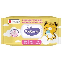 Изображение товара Watashi салфетки влажные для детей с д-пантенолом 0+ 80 шт.