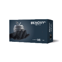 Изображение товара Перчатки смотровые benovy нитриловые нестерильные неопудренные текстурированные на пальцах хлорированные xs 50 пар/черный