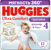 Изображение товара Подгузники трусики Huggies для мальчиков 9-14кг 4 размер 17 шт