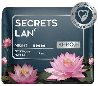 Secrets Lan ночные прокладки при обильных выделениях Анион+О2 с турмалином 5 капель 7 шт.