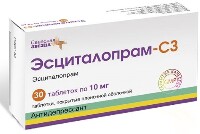 Эсциталопрам-сз 10 мг 30 шт. таблетки, покрытые пленочной оболочкой блистер