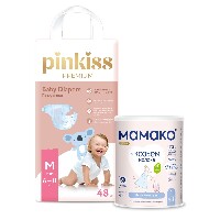 Изображение товара Набор МАМАКО-1 PREMIUM СМЕСЬ СУХ НА КОЗЬЕМ МОЛОКЕ С ОЛИГОСАХАРИДАМИ ГРУДНОГО МОЛОКА 400г + PINKISS PREMIUM ПОДГУЗНИКИ M/6-11 кг/