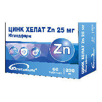 Изображение товара Цинк хелат zn 25 мг 60 шт. таблетки массой 200 мг/югмедфарм