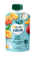 Изображение товара ФРУТОНЯНЯ ПЮРЕ ИЗ ЯБЛОК И АБРИКОСОВ СО СЛИВКАМИ 90,0