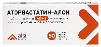 Изображение товара Аторвастатин-алси 40 мг 50 шт. таблетки, покрытые пленочной оболочкой