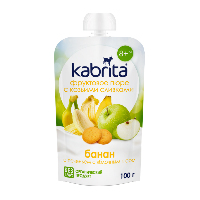 Kabrita пюре фруктовое банан с печеньем и яблочным пюре и козьими сливками 100 гр