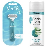 Изображение товара Набор Gillette venus бритва со сменной кассетой + Гель для бритья satin care sensitive aloe vera glide 75 мл