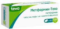 Метформин-тева 500 мг 60 шт. таблетки, покрытые пленочной оболочкой